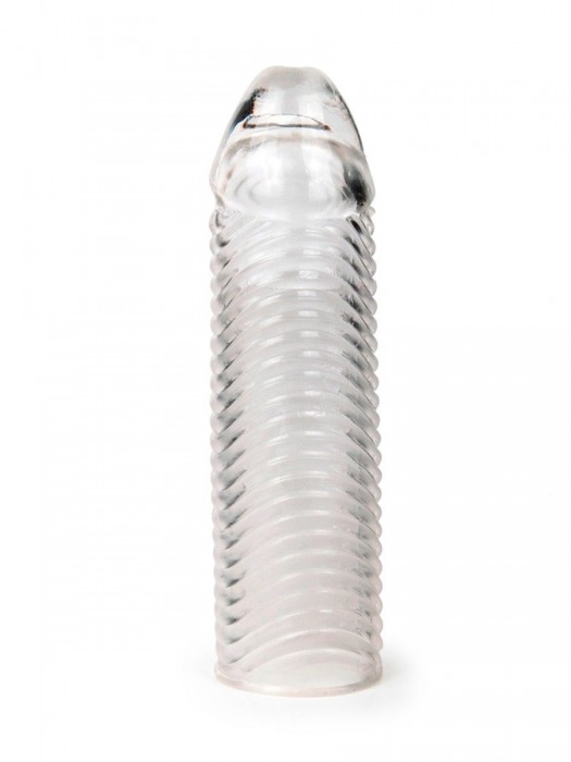 Прозрачная закрытая насадка на пенис с ребрышками - 16 см. - Sex Expert - в Новочеркасске купить с доставкой