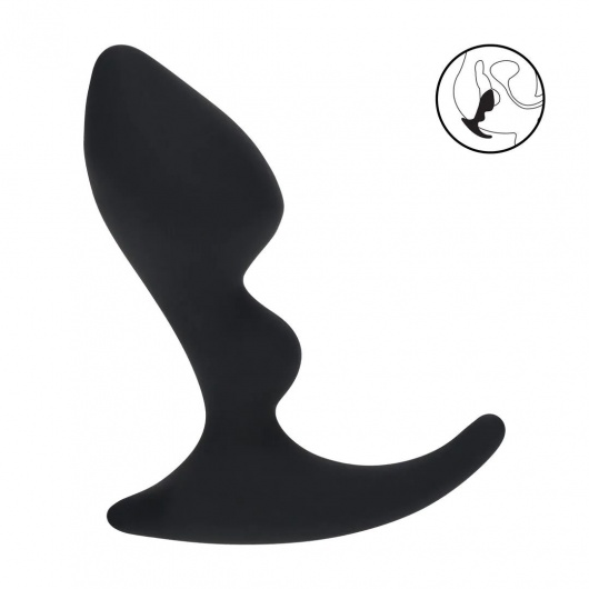 Черная анальная пробка для массажа простаты Double Ripple Silicone Prostate Massager - Shots Media BV - в Новочеркасске купить с доставкой