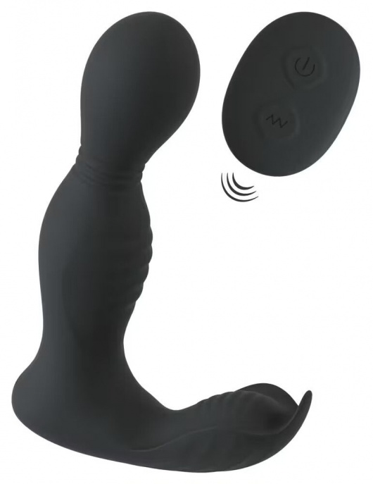 Черная анальная пробка с вибрацией, вращением и пультом ДУ RC Butt Plug with 2 Functions - Orion - в Новочеркасске купить с доставкой