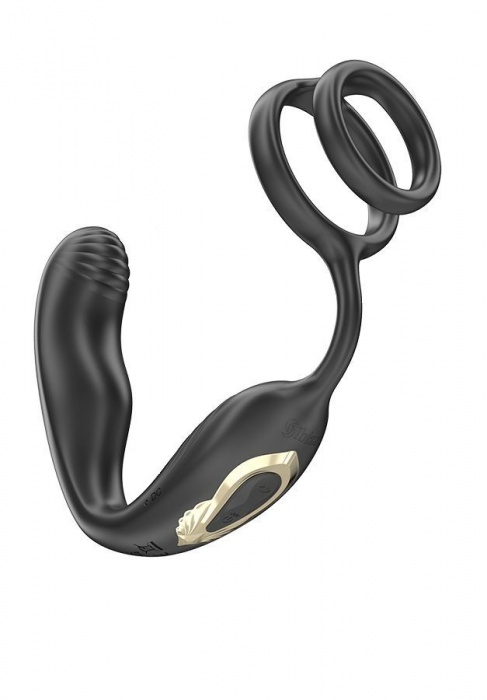 Черная анальная пробка с вращением и эрекционными кольцами - Ibiza - в Новочеркасске купить с доставкой