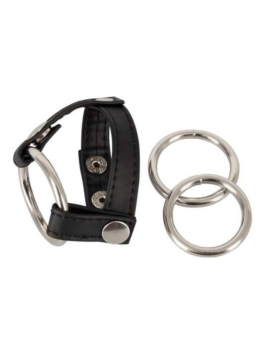 Подхват для мошонки с 3 съемными эрекционными кольцами Leder-Riemen - Orion - в Новочеркасске купить с доставкой