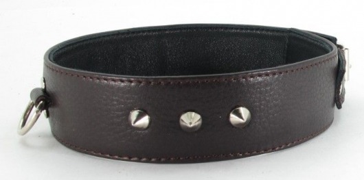Коричневый кожаный ошейник с кольцом увеличенного размера - БДСМ Арсенал - купить с доставкой в Новочеркасске