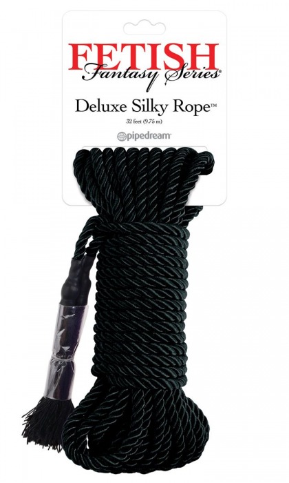 Черная веревка для фиксации Deluxe Silky Rope - 9,75 м. - Pipedream - купить с доставкой в Новочеркасске