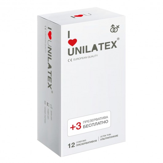 Ультратонкие презервативы Unilatex Ultra Thin - 12 шт. + 3 шт. в подарок - Unilatex - купить с доставкой в Новочеркасске