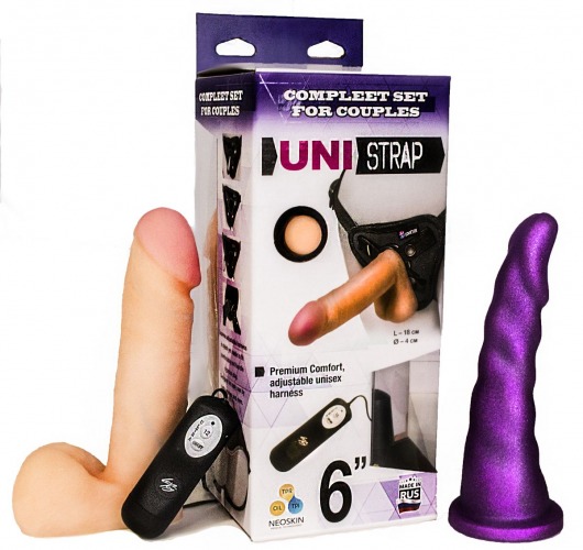 Вибрострапон с двумя насадками UniStrap - 18 и 18 см. - LOVETOY (А-Полимер) - купить с доставкой в Новочеркасске