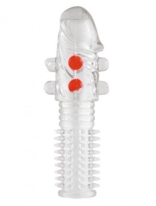 Гелевая прозрачная насадка с шариками и шипами - 14 см. - Toyfa Basic - в Новочеркасске купить с доставкой