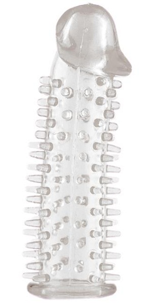 Прозрачная насадка на половой член с закрытой головкой и шипами - 12,5 см. - Toyfa Basic - в Новочеркасске купить с доставкой