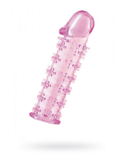 Гелевая розовая насадка на фаллос с шипами - 12 см. - Toyfa Basic - в Новочеркасске купить с доставкой