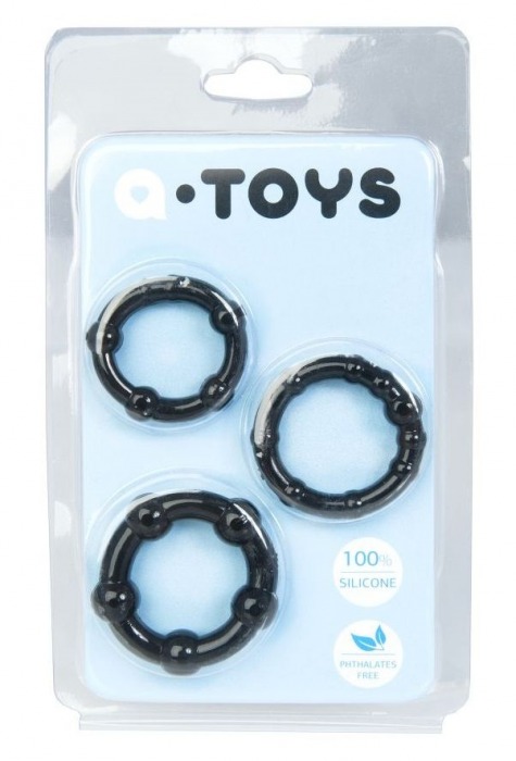 Набор из 3 чёрных эрекционных колец A-toys - A-toys - в Новочеркасске купить с доставкой