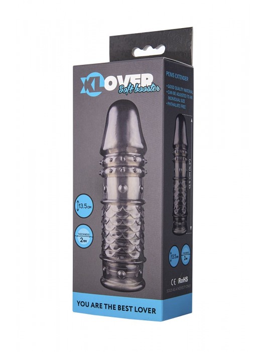 Дымчатая закрытая насадка ToyFa XLover с чешуйками и пупырышками - 13,5 см. - ToyFa - в Новочеркасске купить с доставкой