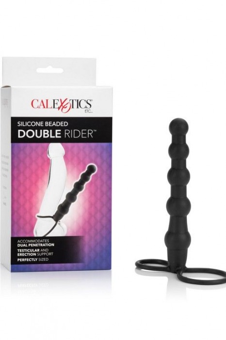 Насадка на пенис для двойного проникновения Silicone Beaded Double Rider - 14 см. - California Exotic Novelties - в Новочеркасске купить с доставкой