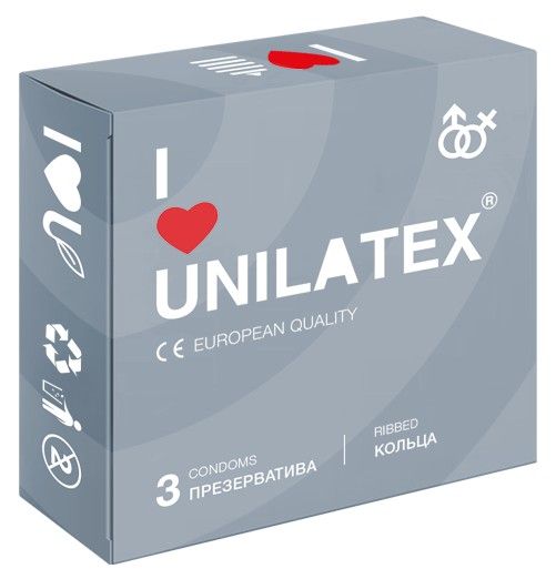 Презервативы с рёбрами Unilatex Ribbed - 3 шт. - Unilatex - купить с доставкой в Новочеркасске