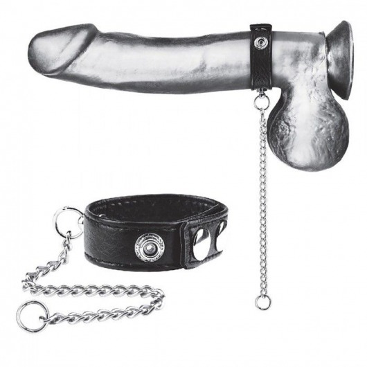 Утяжка на пенис с поводком Snap Cock Ring With 12  Leash - BlueLine - купить с доставкой в Новочеркасске