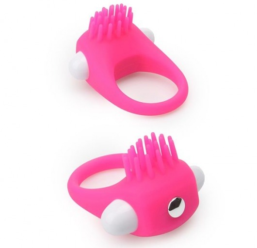 Розовое эрекционное кольцо с щеточкой LIT-UP SILICONE STIMU RING 5 - Dream Toys - в Новочеркасске купить с доставкой