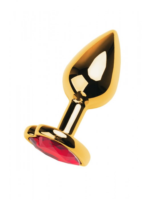 Золотистая анальная пробка с кристаллом-сердцем - 7,5 см. - ToyFa - купить с доставкой в Новочеркасске