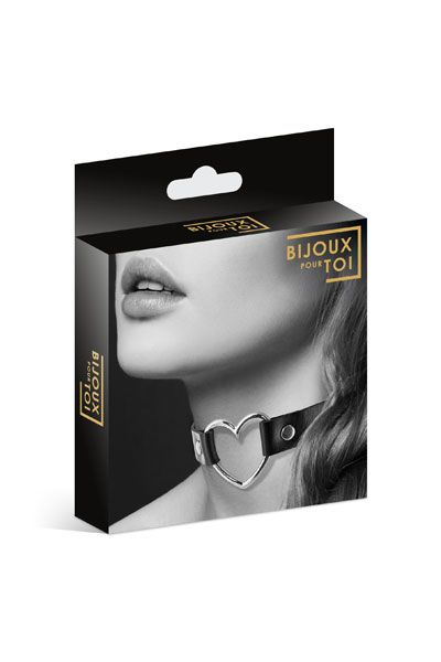 Чёрный чокер с кольцом в форме сердца - Bijoux Pour Toi - купить с доставкой в Новочеркасске