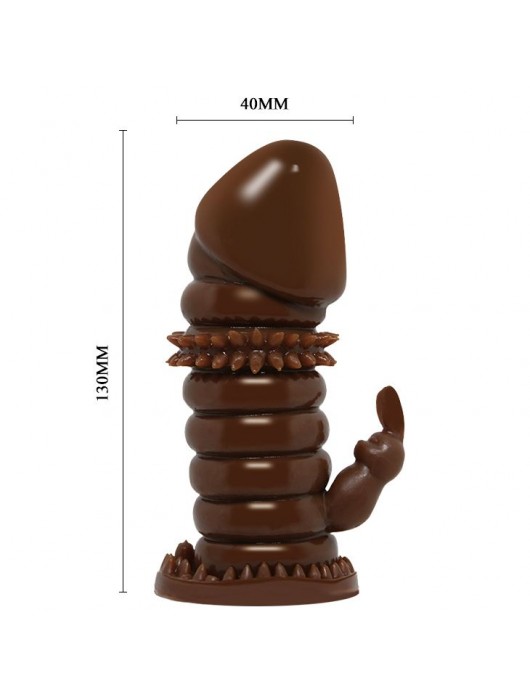 Коричневая стимулирующая насадка на пенис - 13 см. - Baile - в Новочеркасске купить с доставкой