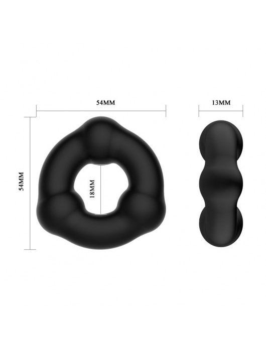 Черное эрекционное кольцо с 3 шариками - Baile - в Новочеркасске купить с доставкой