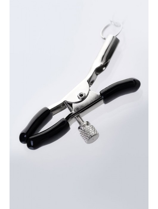 Серебристо-чёрные зажимы для сосков с кольцом для пениса TOYFA Metal - ToyFa - купить с доставкой в Новочеркасске